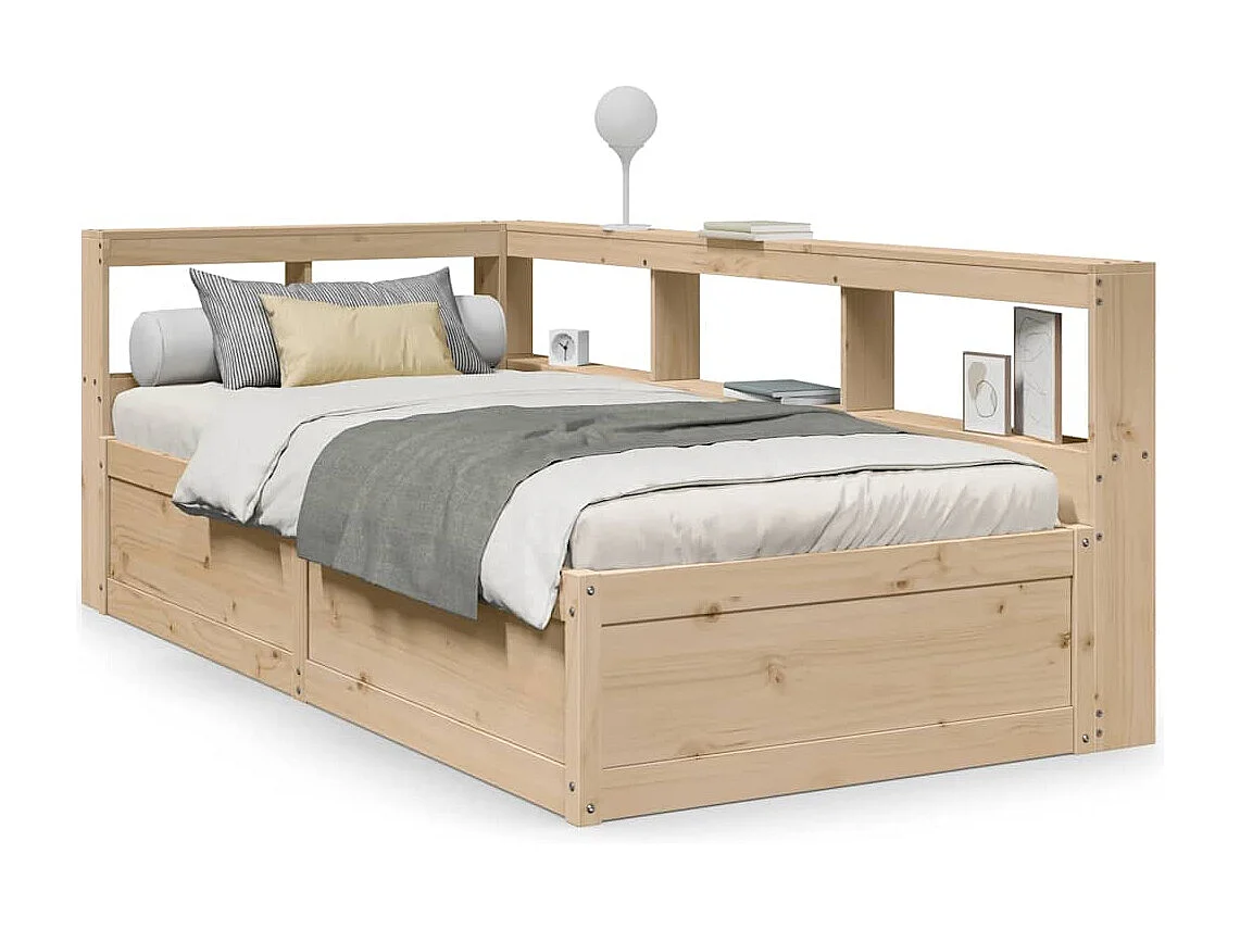 Lit bibliothèque sans matelas 90x200 cm bois de pin massif