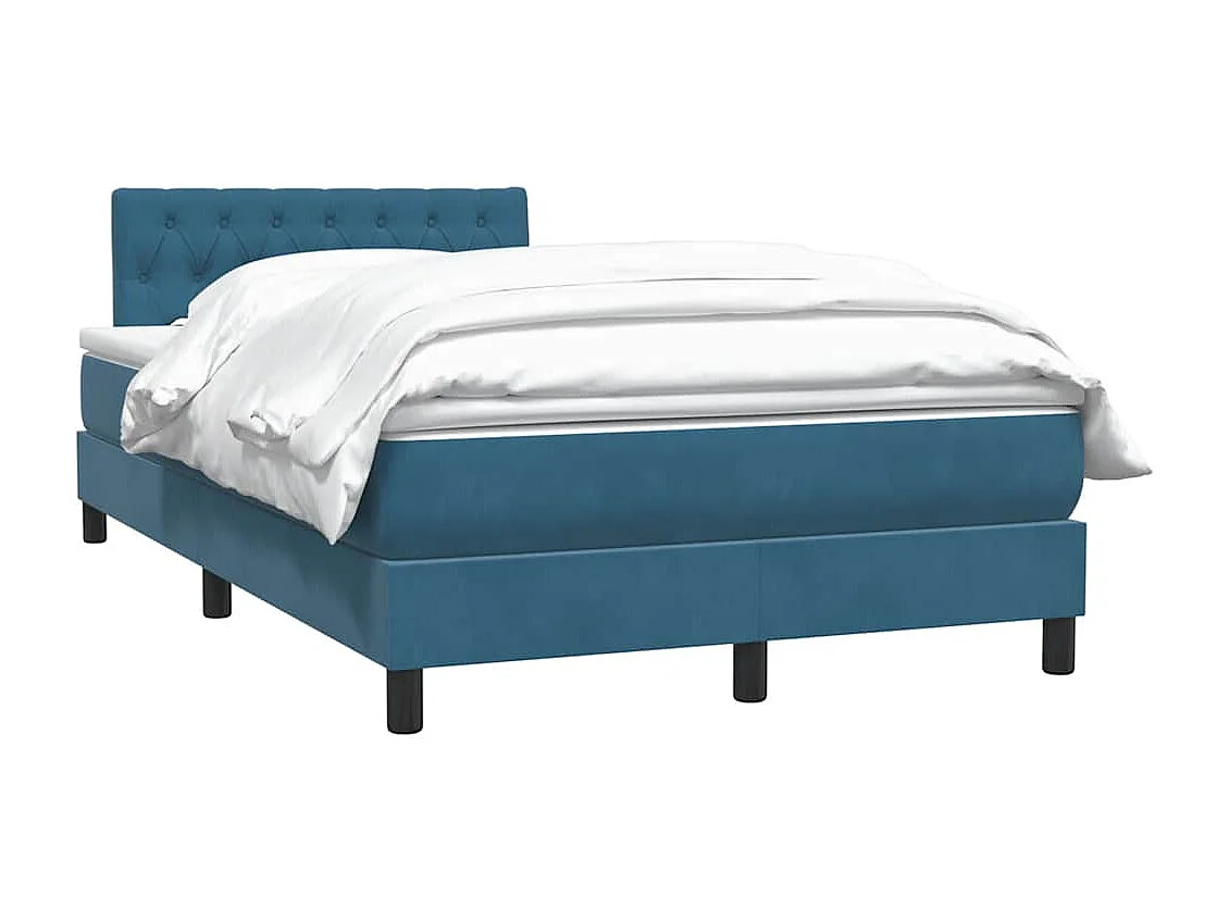 Sommier à lattes de lit et matelas bleu foncé 120x210cm velours