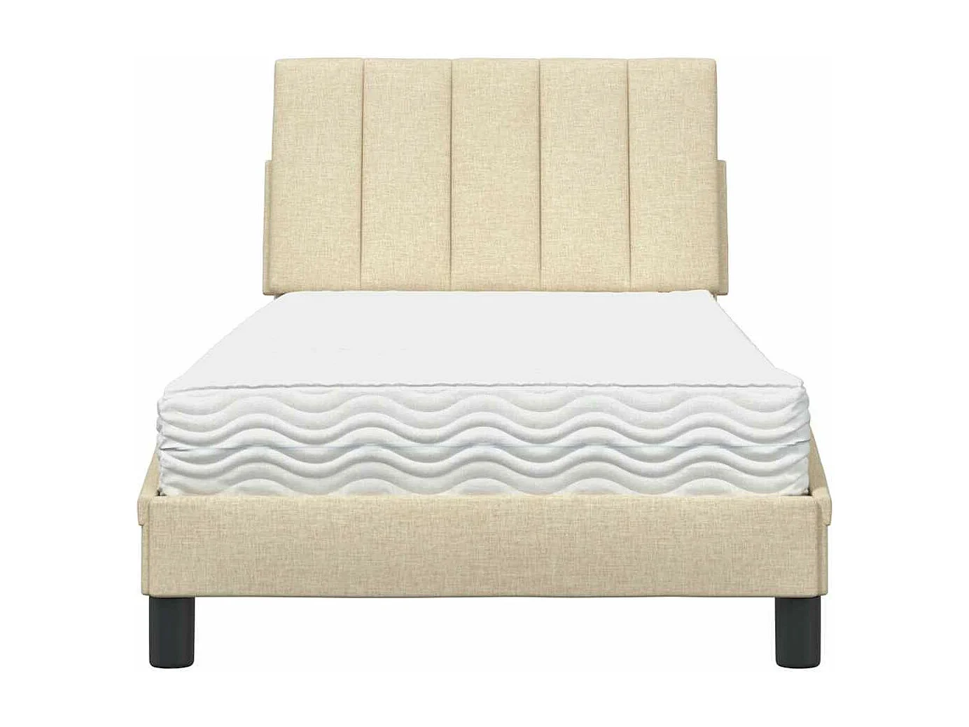 Lit avec matelas crème 90x190 cm tissu