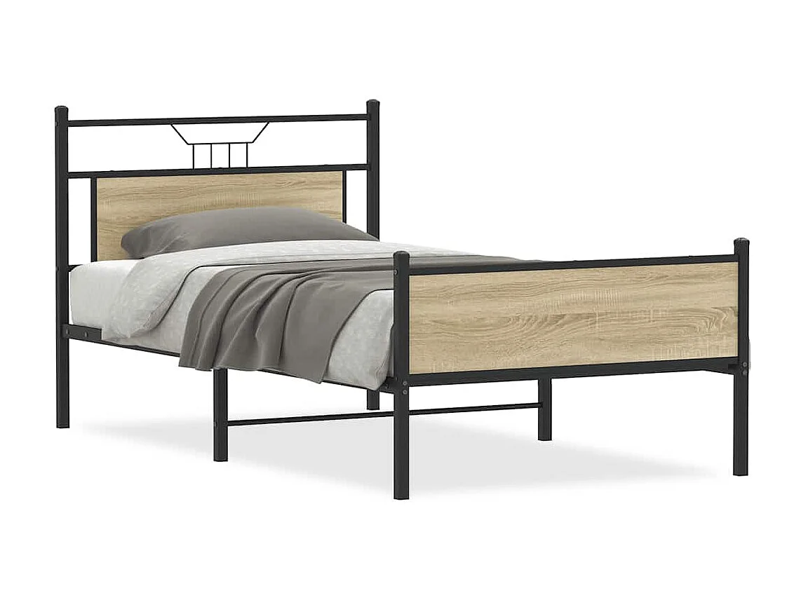 Cadre de lit sans matelas chêne sonoma 107x203 cm