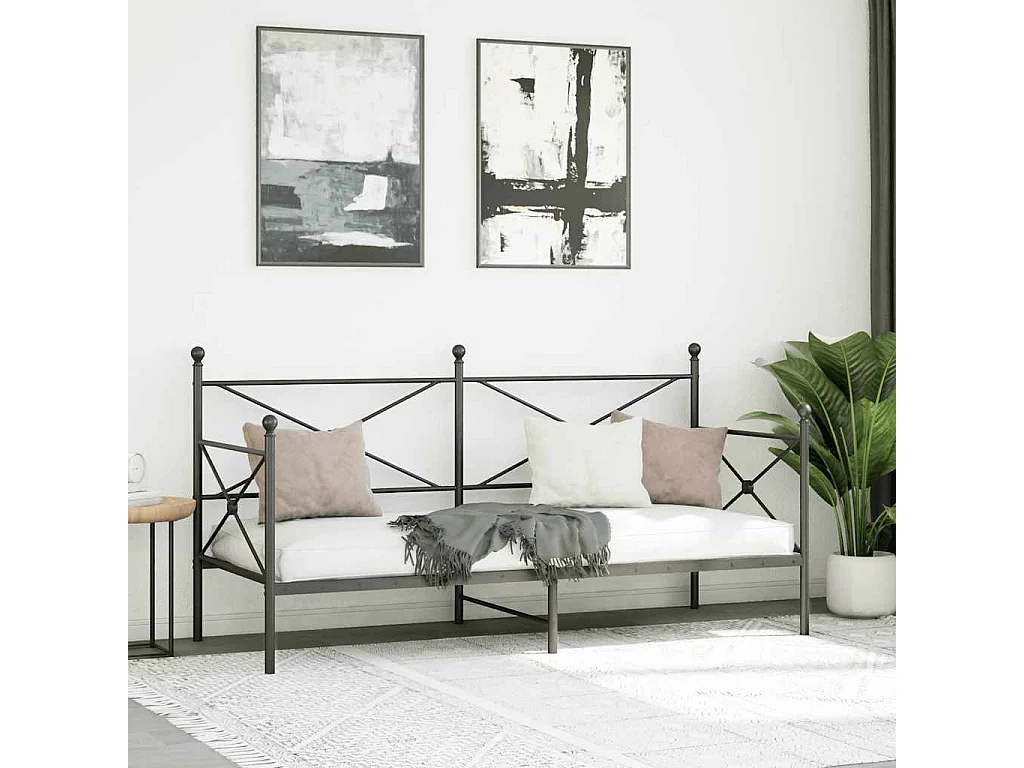 Lit de repos sans matelas noir 80x200 cm acier