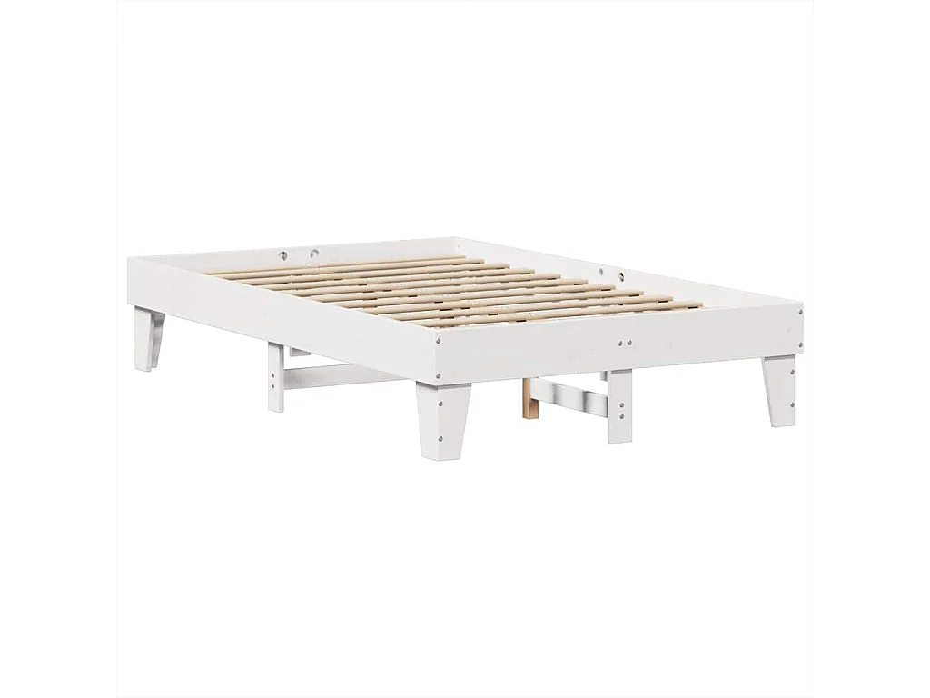 Lit bibliothèque sans matelas blanc 135x190 cm bois pin massif