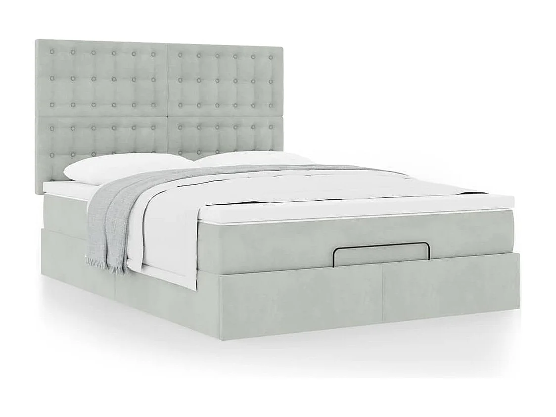 Estructura cama otomana con colchones gris claro 140x200cm
