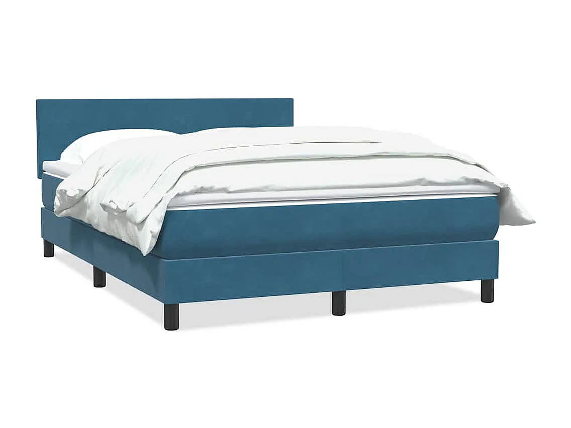 Cama box spring com colchão 160x210 cm veludo azul escuro