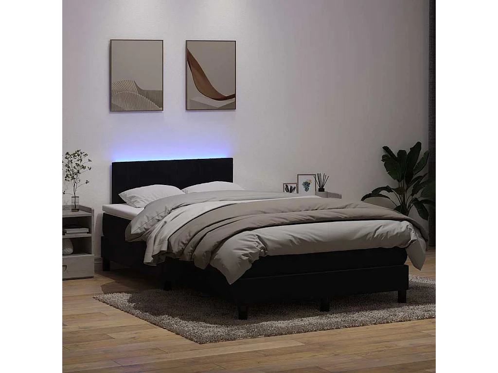 Sommier à lattes de lit avec matelas noir 120x210 cm velours