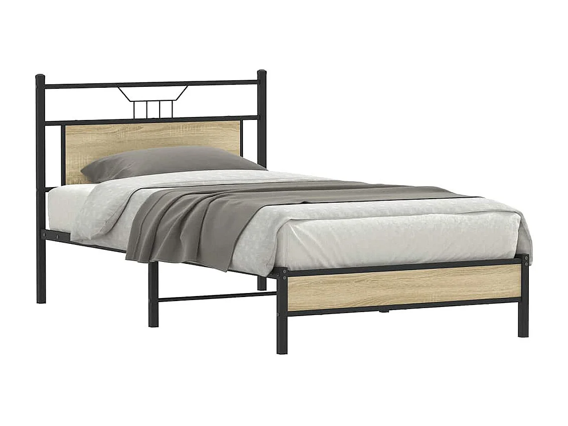 Cadre de lit sans matelas chêne sonoma 107x203 cm