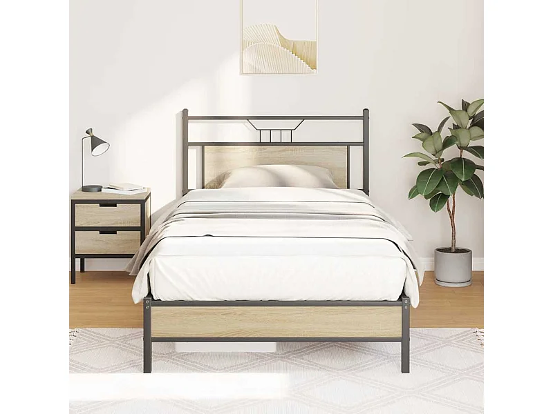 Cadre de lit sans matelas chêne sonoma 107x203 cm