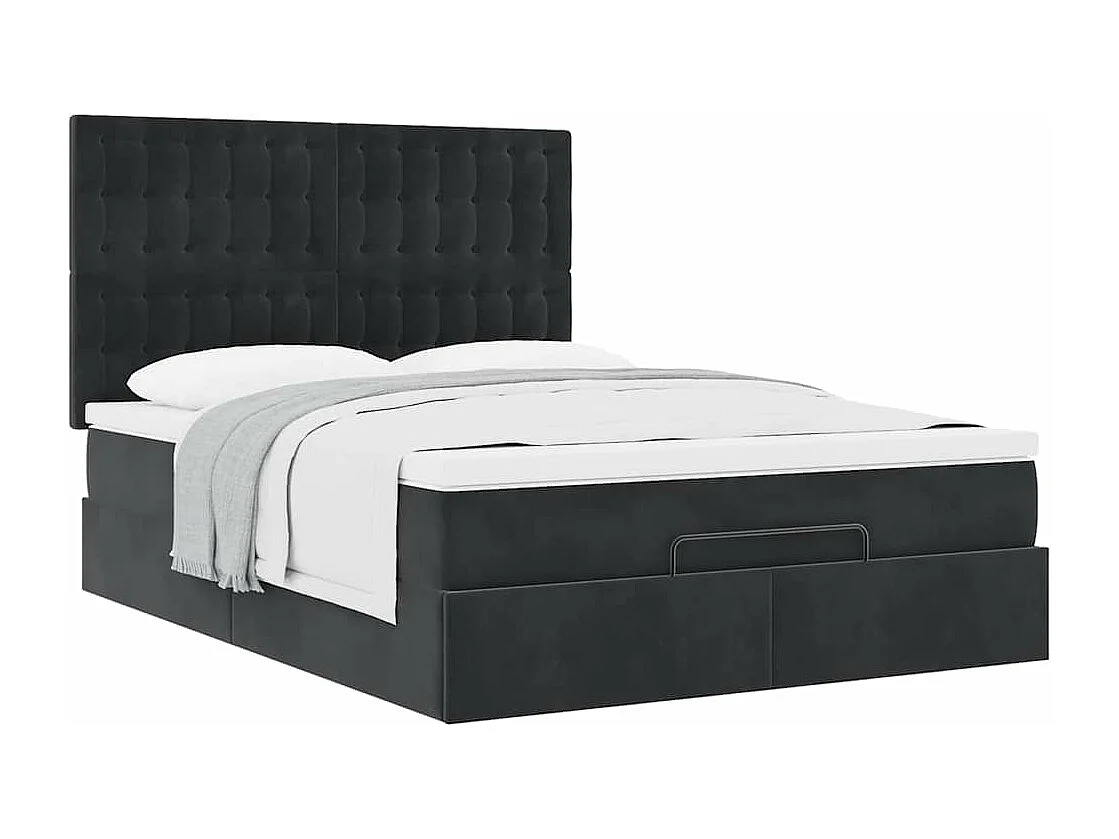 Estrutura de cama otomana com colchões 140x190 cm veludo preto