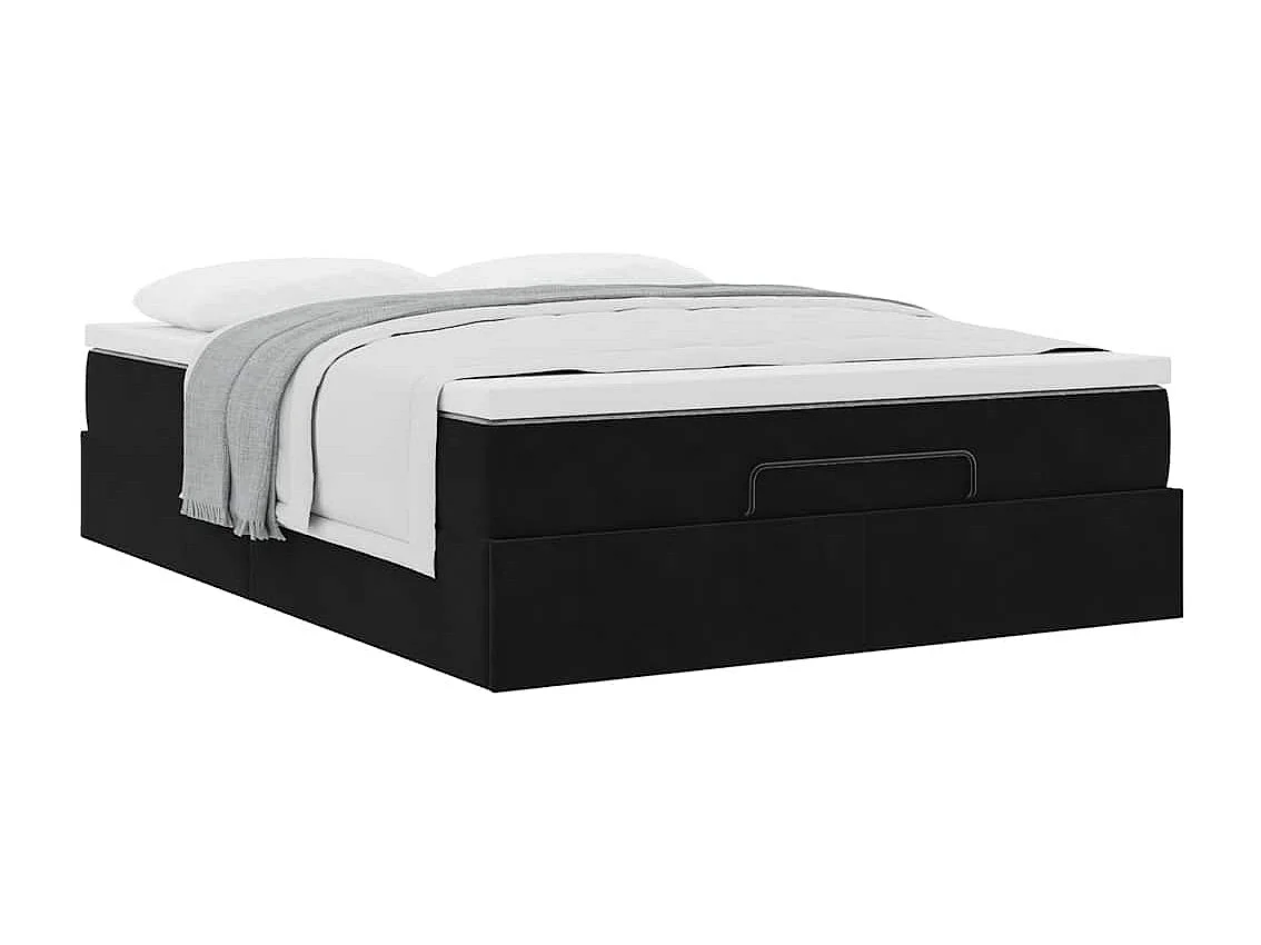 Cadre de lit ottoman avec matelas noir 140x190 cm velours