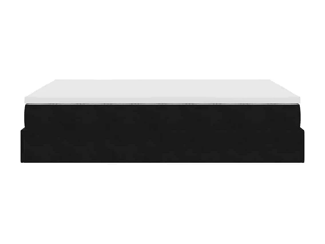 Estructura de cama otomana con colchón terciopelo negro