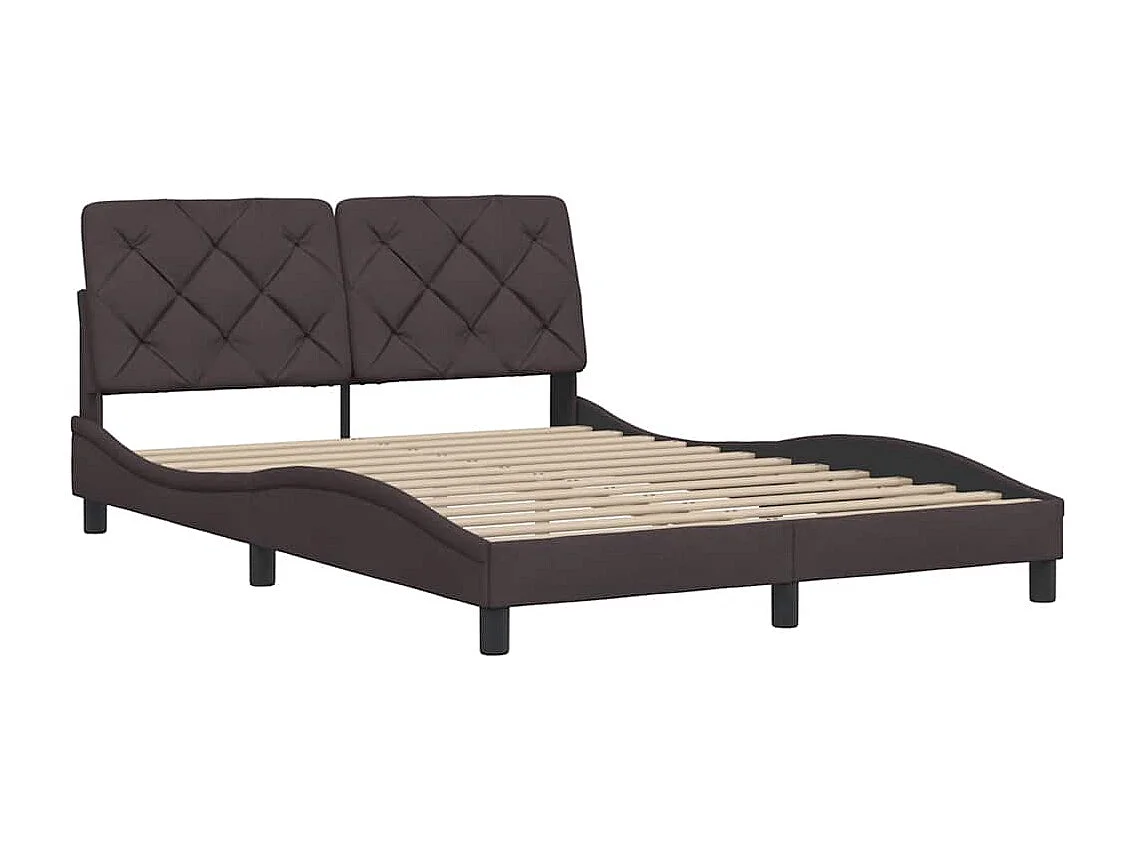 Cadre de lit sans matelas marron foncé 120x200 cm tissu