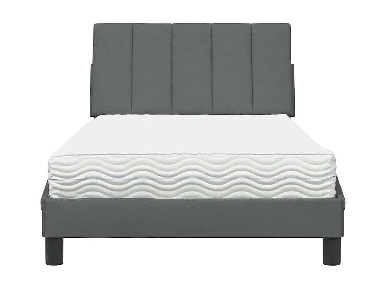 Lit avec matelas gris foncé 100x200 cm tissu