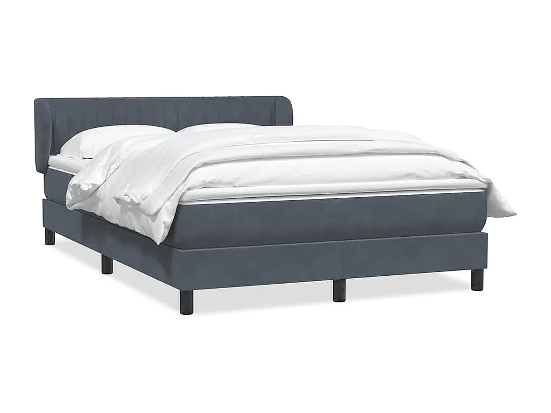Cama box spring con colchón terciopelo gris oscuro 160x210 cm