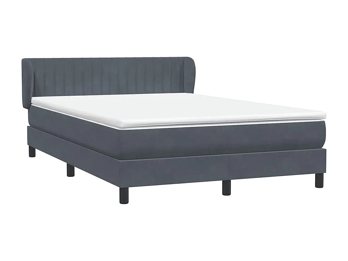 Cama box spring con colchón terciopelo gris oscuro 160x210 cm