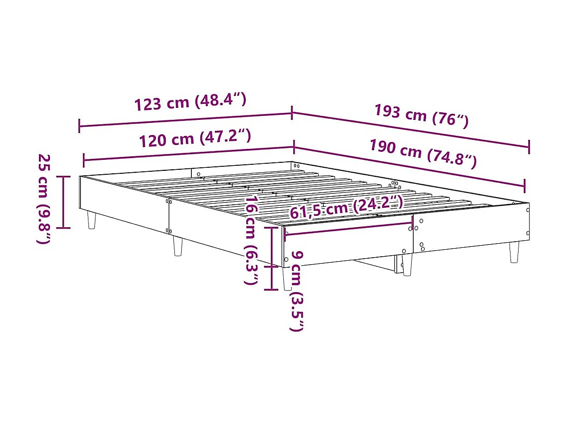 Estrutura de cama sem colchão 120x190 cm branco