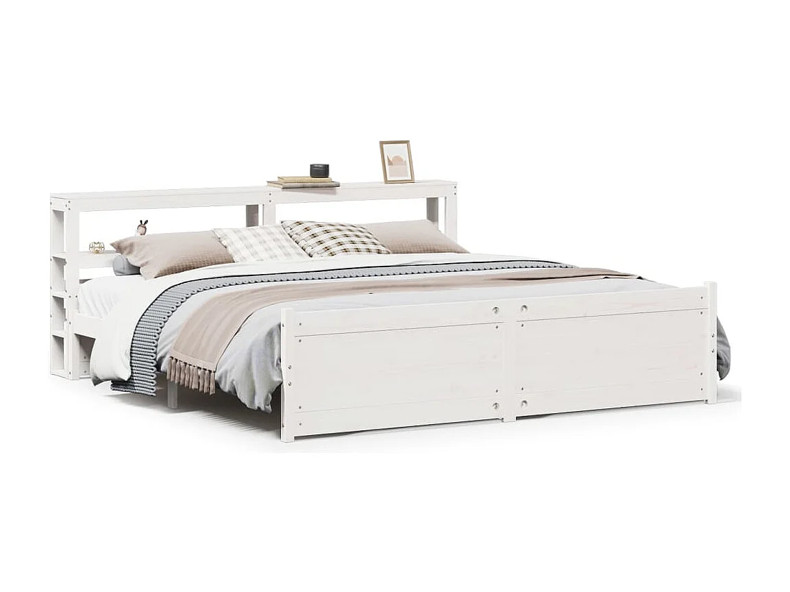 Bedframe met hoofdeinde zonder matras 200x200 cm wit