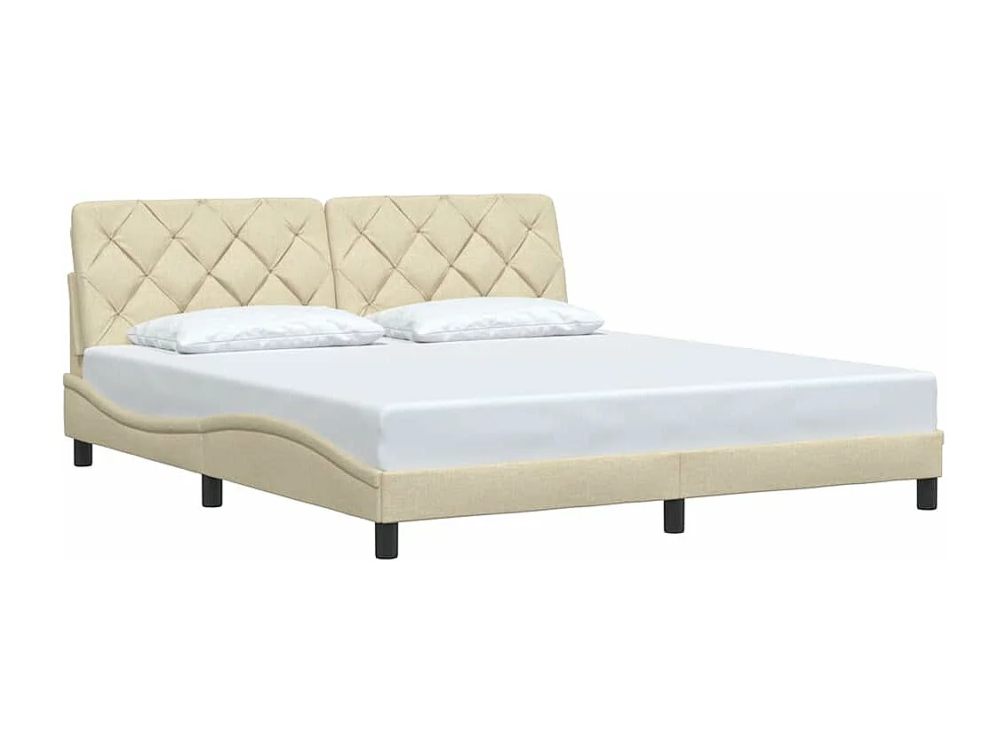 Cadre de lit sans matelas crème 180x200 cm tissu
