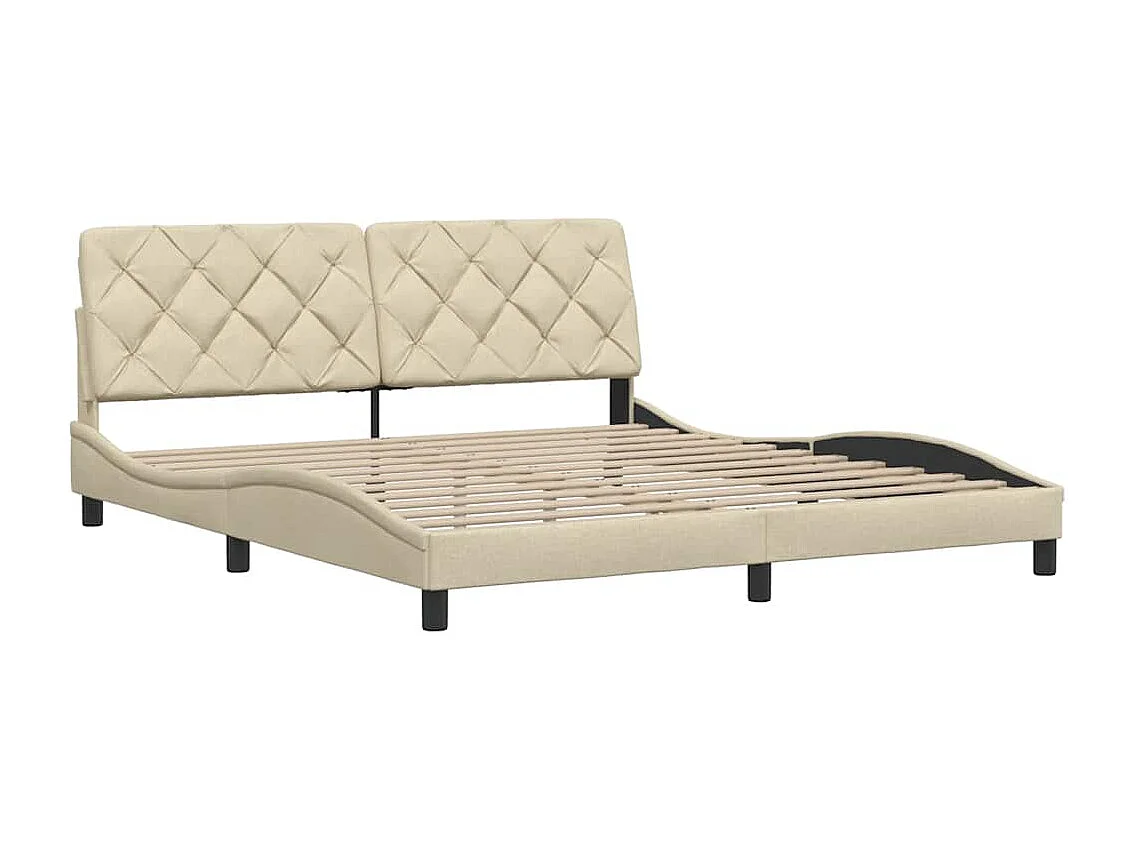 Cadre de lit sans matelas crème 180x200 cm tissu