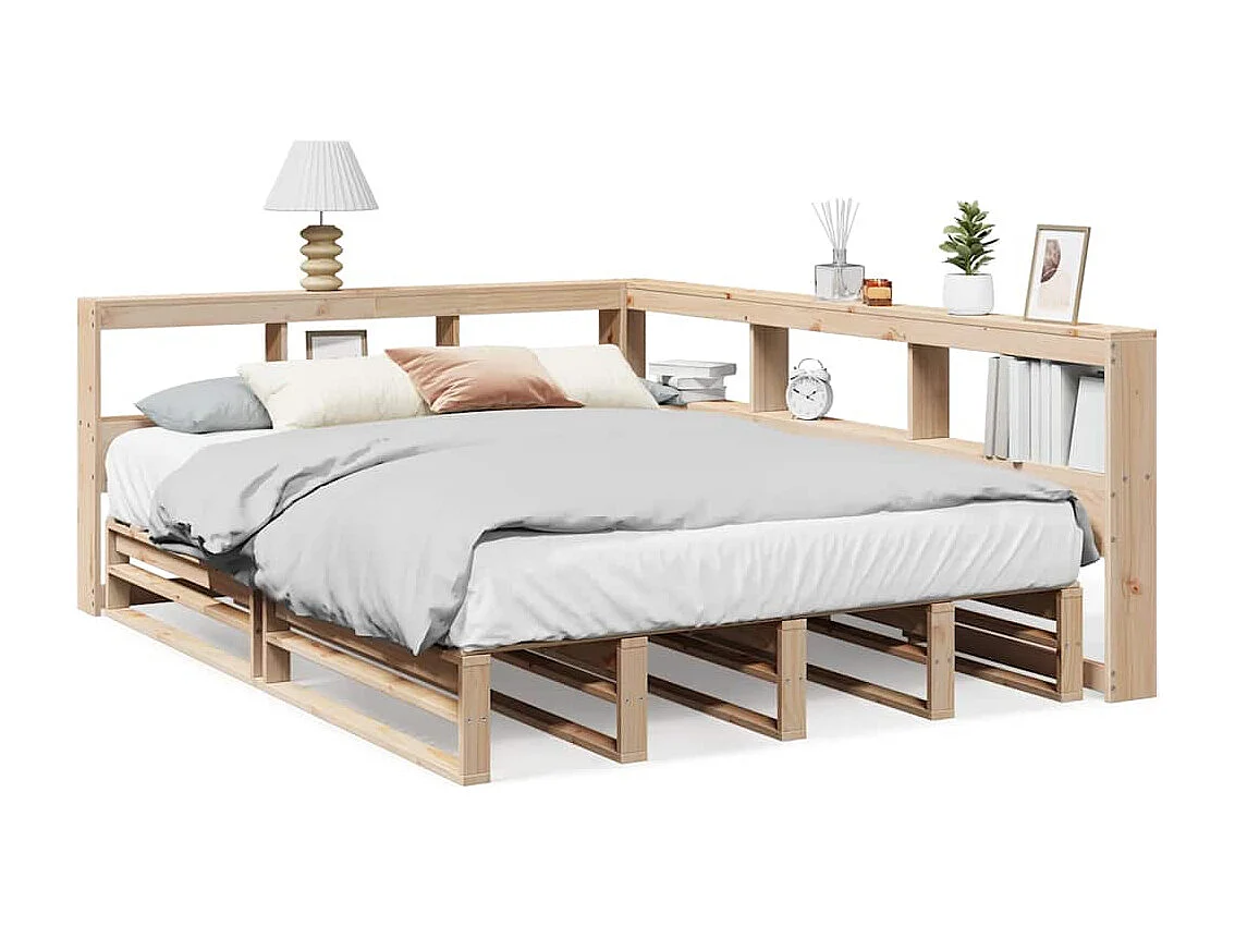 Lit bibliothèque sans matelas 135x190 cm bois de pin massif