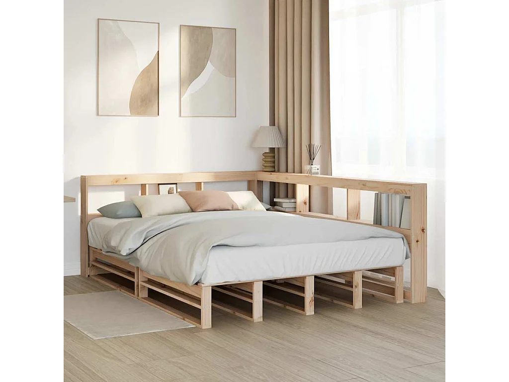 Cama com estante sem colchão 135x190 cm pinho maciço