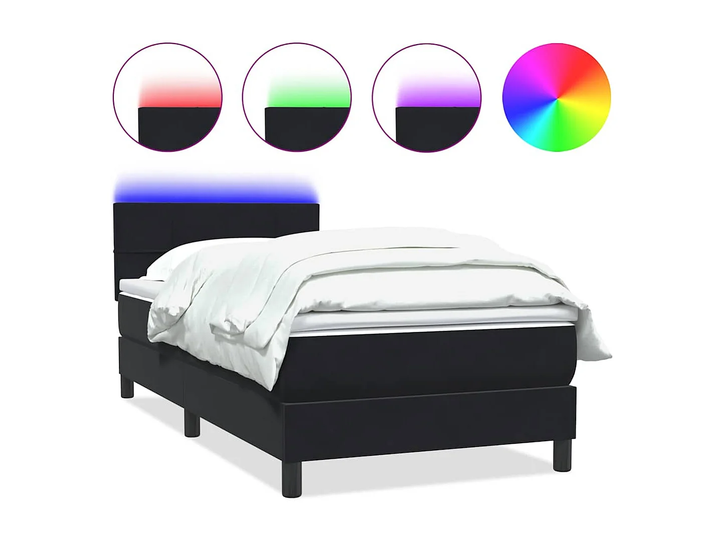 Sommier à lattes de lit avec matelas noir 80x220 cm velours