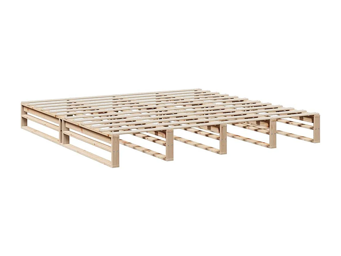 Lit bibliothèque sans matelas 200x200 cm bois massif de pin