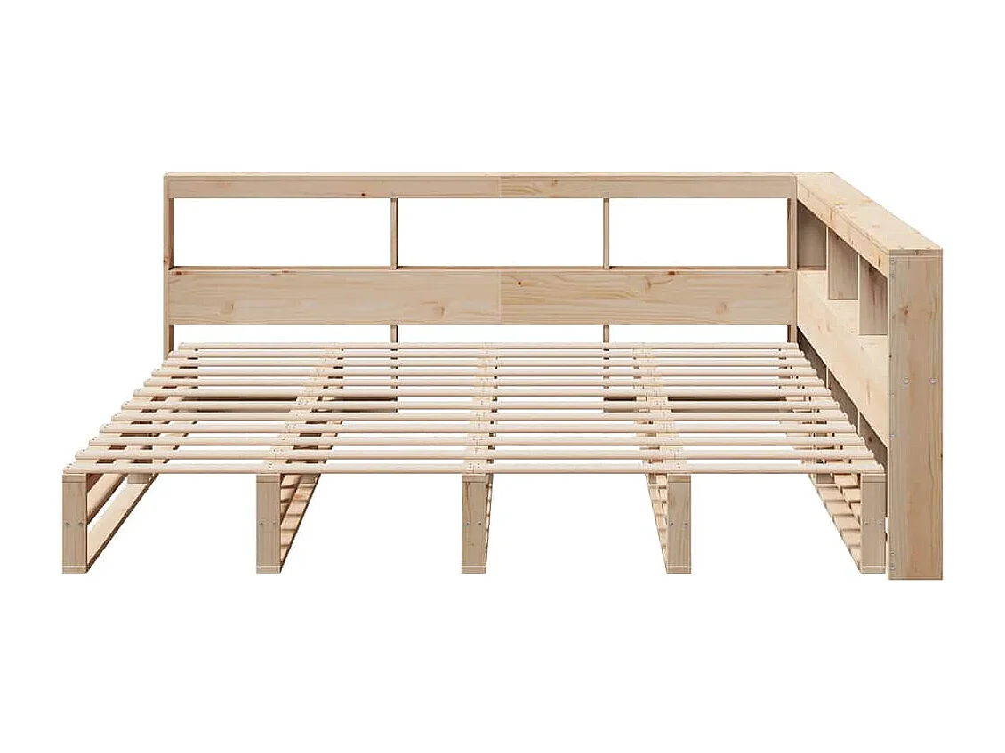 Bed met boekenkast zonder matras massief grenenhout 200x200 cm