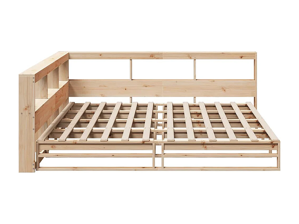 Bed met boekenkast zonder matras massief grenenhout 200x200 cm