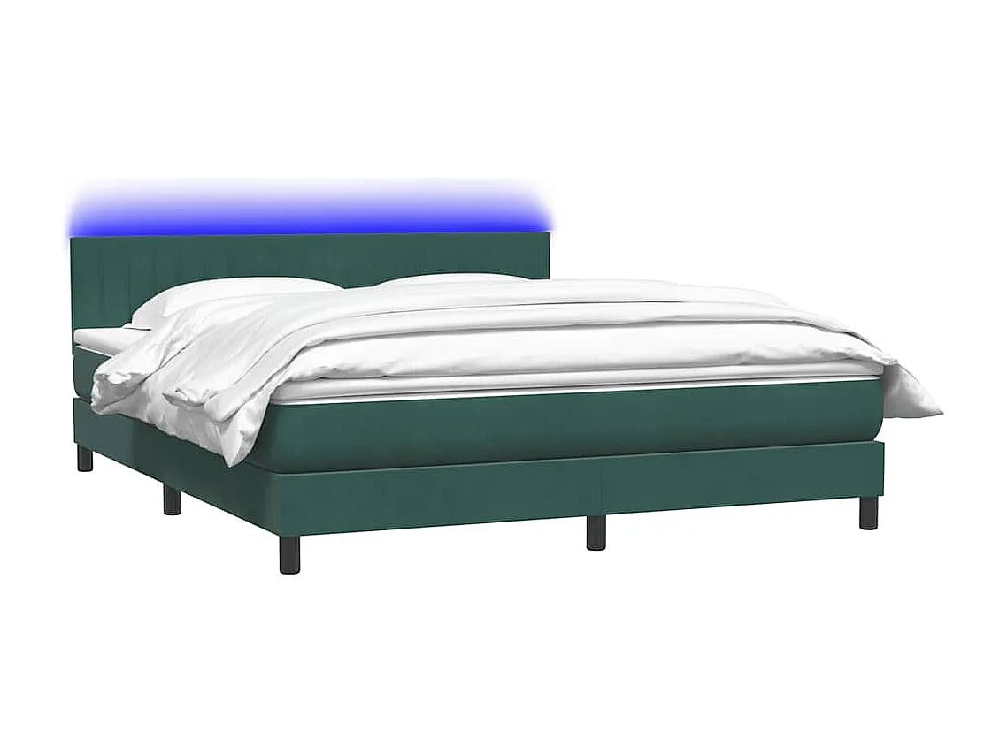Cama box spring con colchón terciopelo verde oscuro 180x220 cm