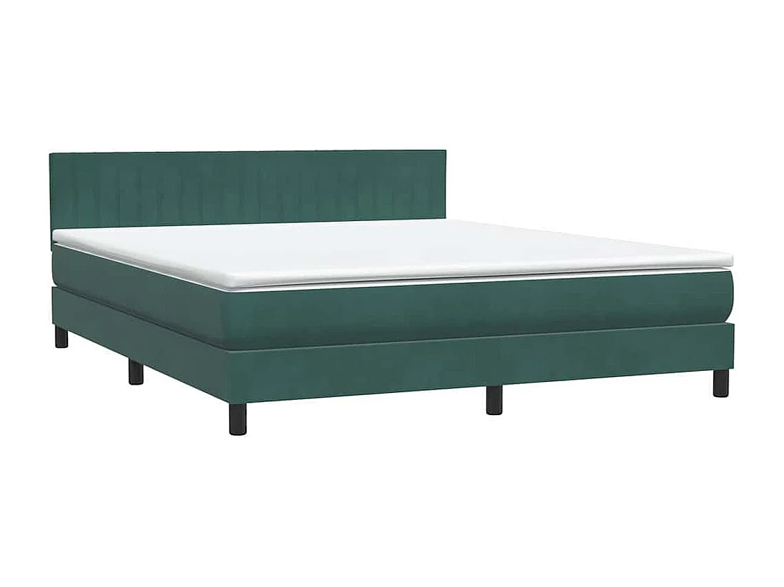 Cama box spring con colchón terciopelo verde oscuro 180x220 cm