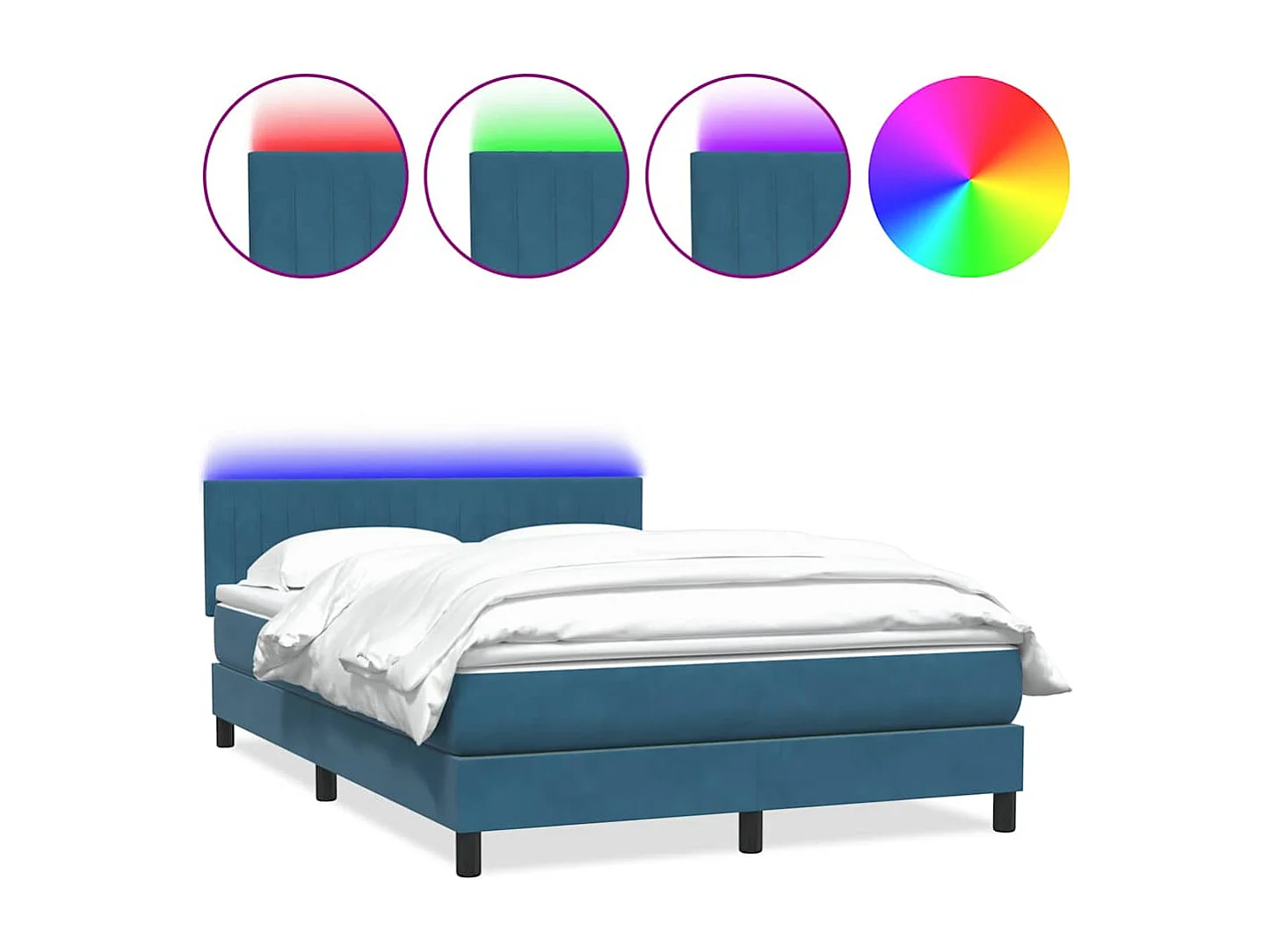 Cama box spring com colchão 160x210 cm veludo azul escuro