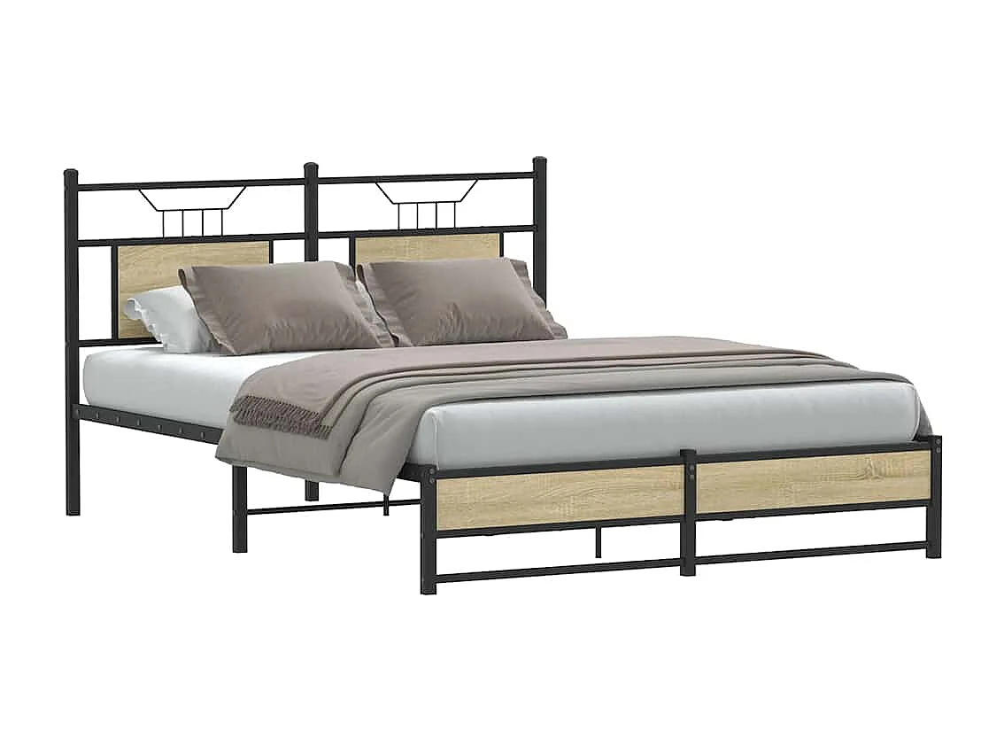 Cadre de lit sans matelas chêne sonoma 140x190 cm