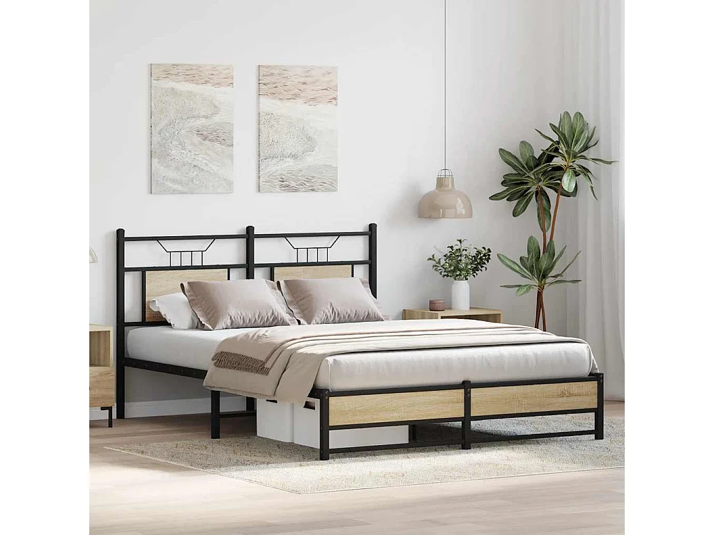 Cadre de lit sans matelas chêne sonoma 140x190 cm