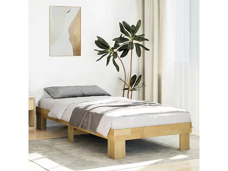 Cadre de lit sans matelas 90x200 cm bois massif de chêne
