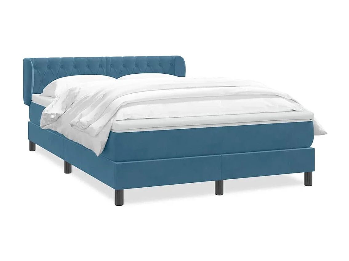 Cama box spring com colchão 160x210 cm veludo azul escuro