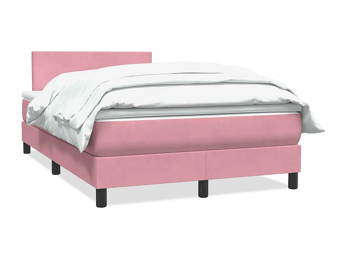 Sommier à lattes de lit avec matelas rose 120x210 cm velours
