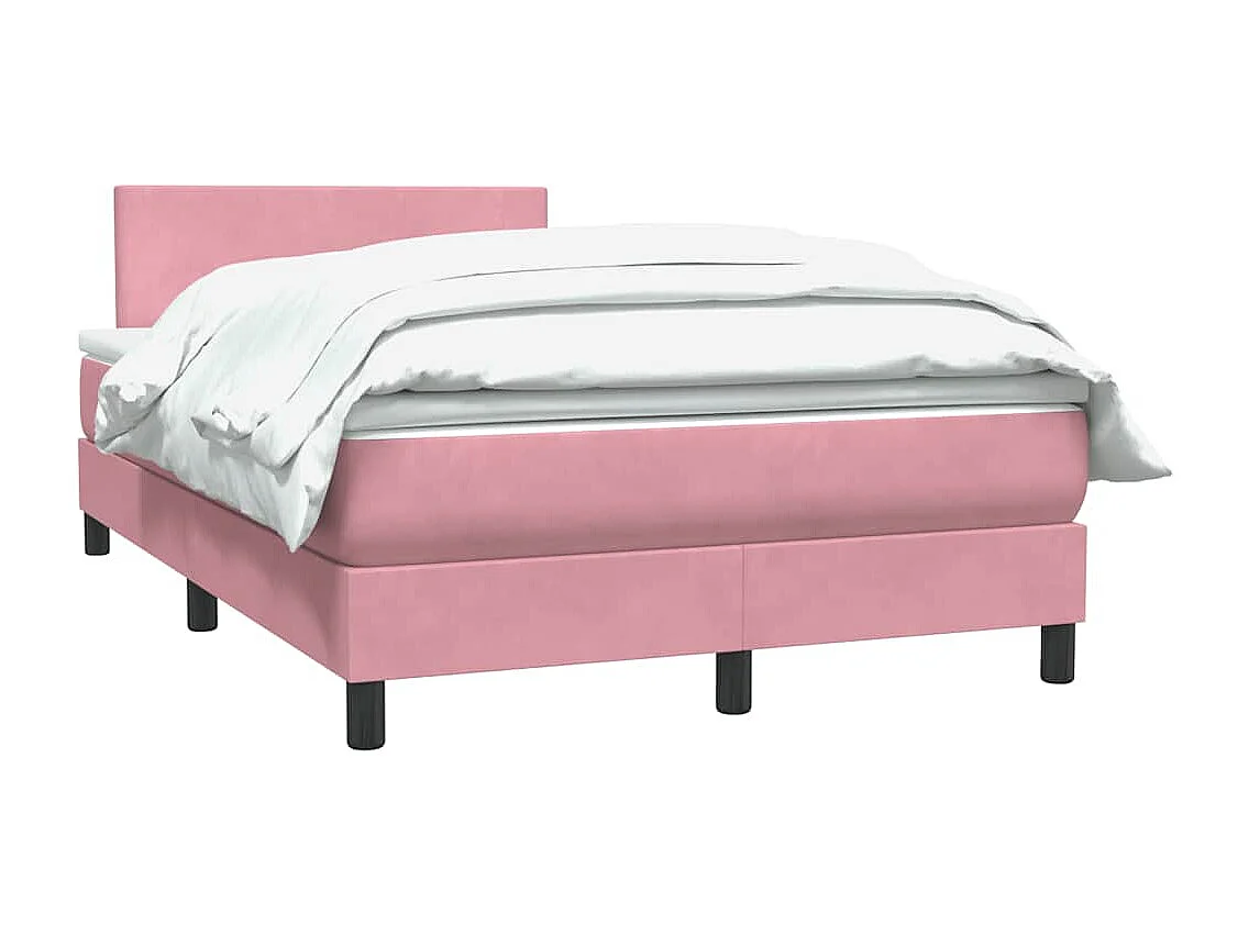 Sommier à lattes de lit avec matelas rose 120x210 cm velours