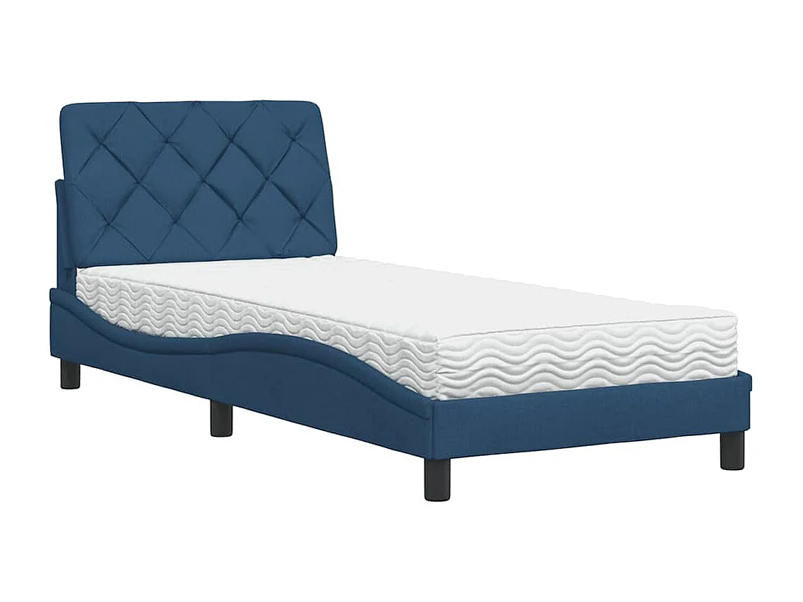 Lit avec matelas bleu 80x200 cm tissu