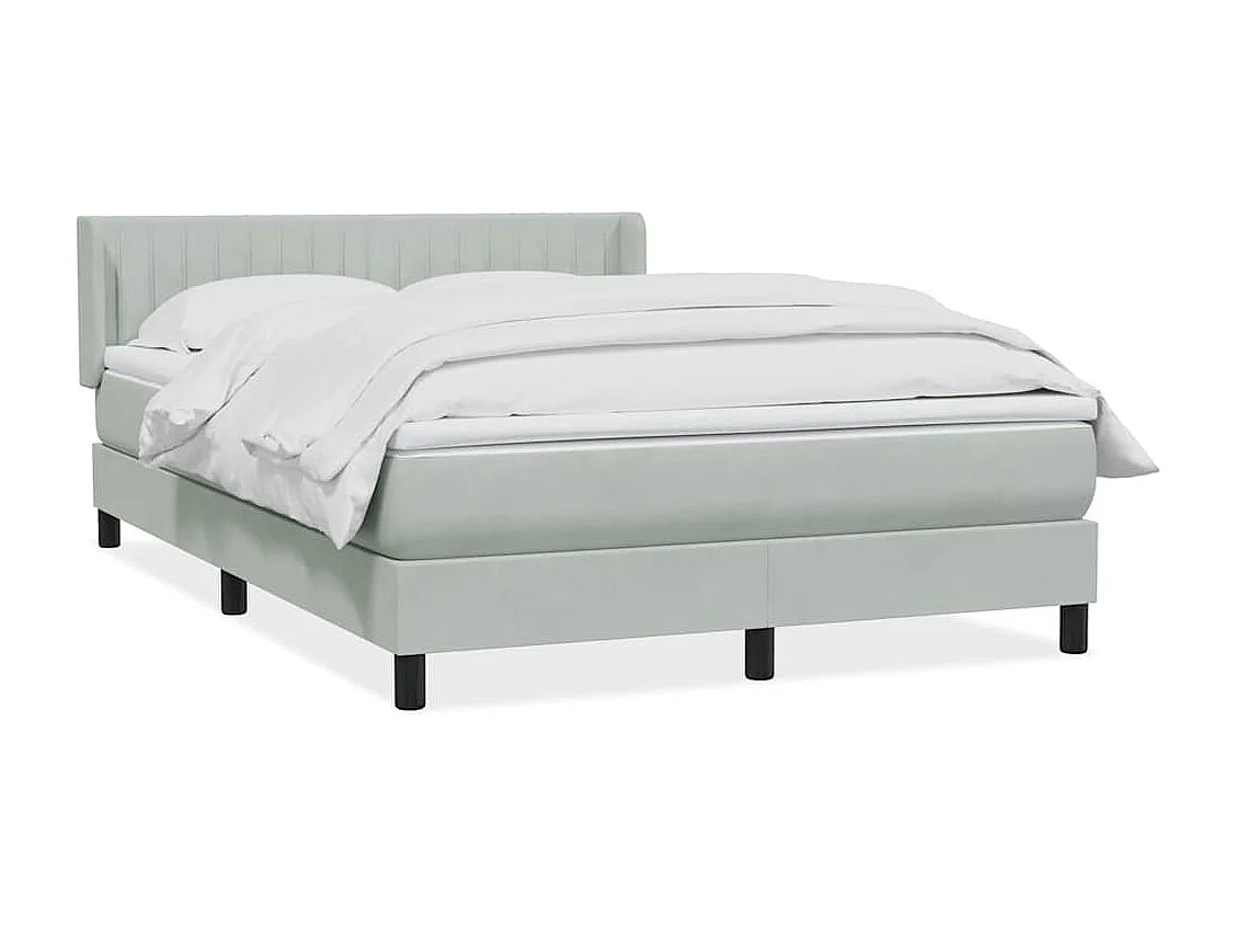 Boxspring met matras fluweel lichtgrijs 140x210 cm