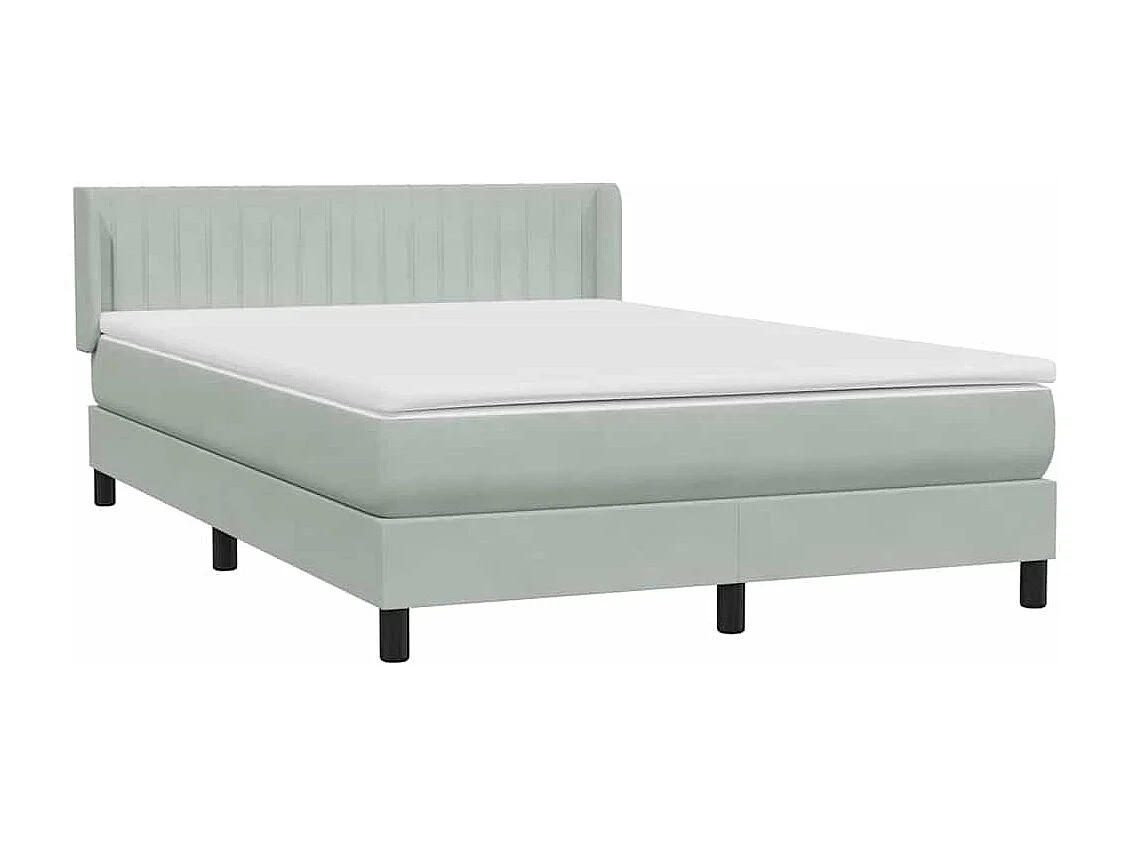 Boxspring met matras fluweel lichtgrijs 140x210 cm
