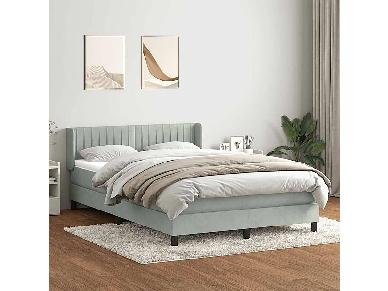 Boxspring met matras fluweel lichtgrijs 140x210 cm