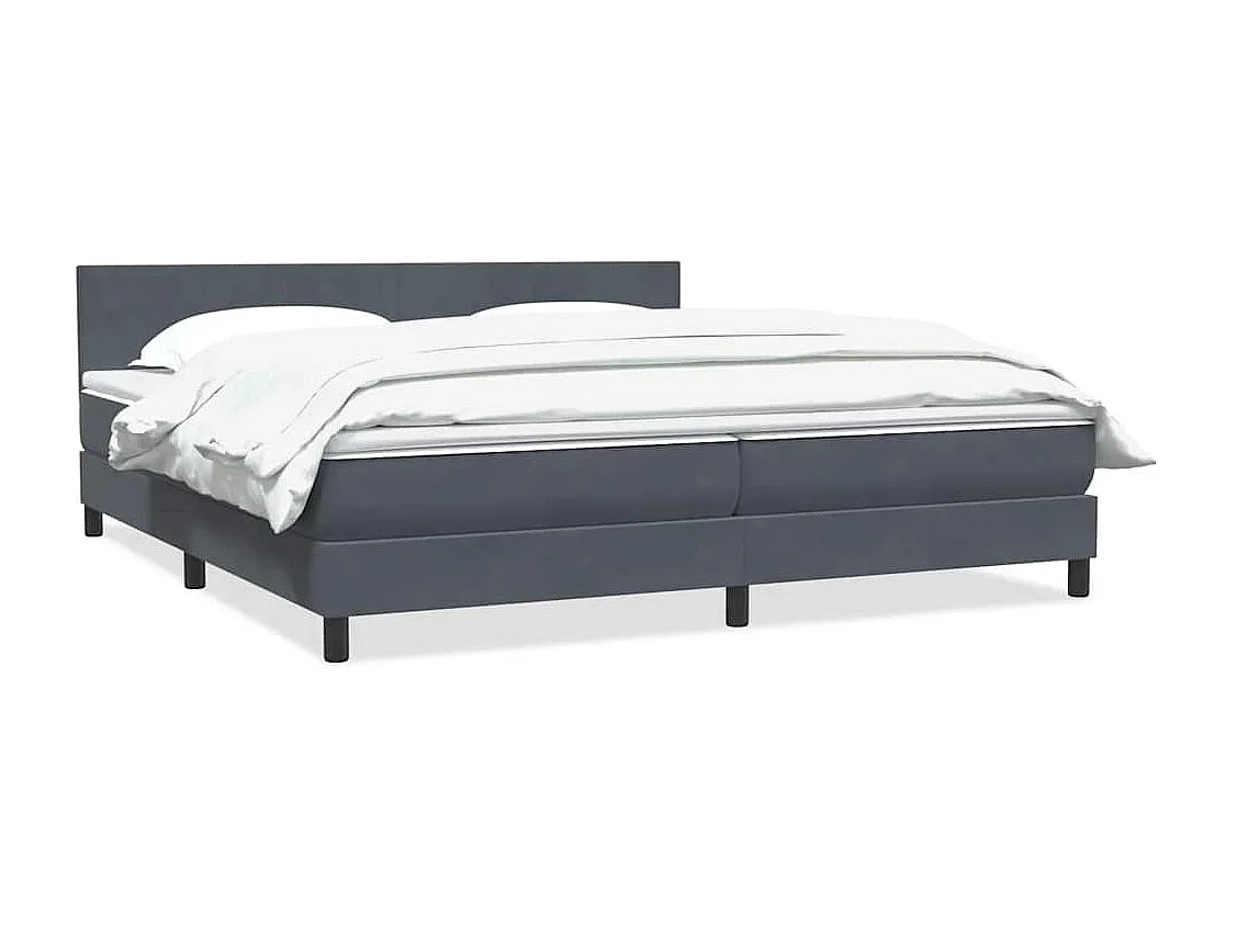 Cama box spring con colchón terciopelo gris oscuro 180x210 cm