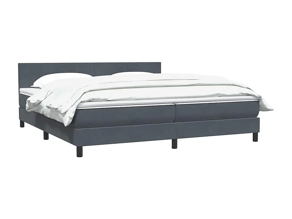 Cama box spring con colchón terciopelo gris oscuro 180x210 cm