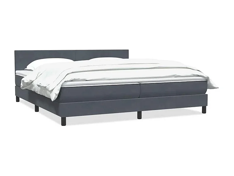 Cama box spring con colchón terciopelo gris oscuro 180x210 cm