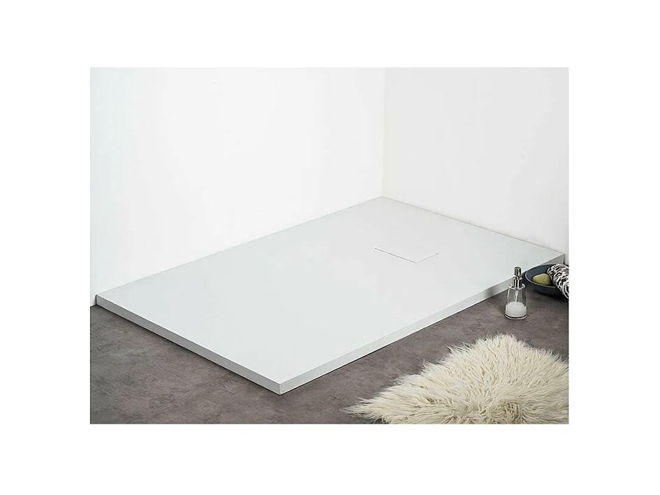 Receveur de douche 80 x 180 cm extra plat PIATTO en SoliCast® surface ardoisée blanc