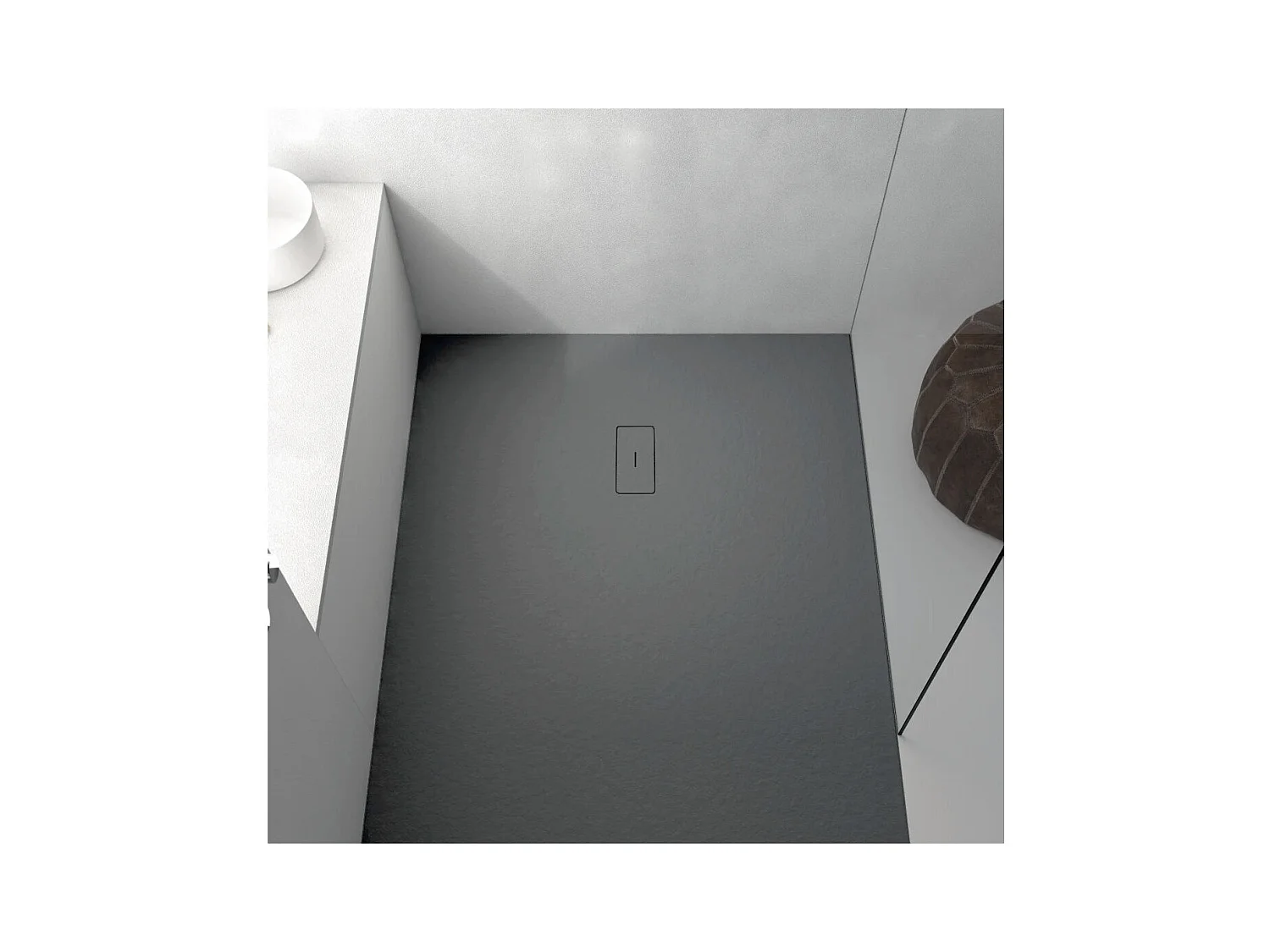 Piatto doccia ultrasottile 80 x 140 cm FUSENCE in resina finitura ardesia antracite