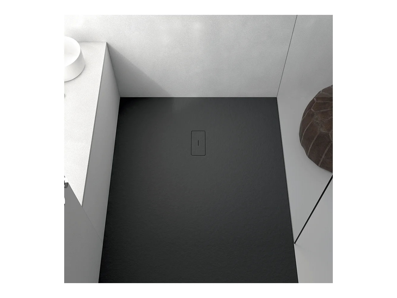 Piatto doccia ultrasottile 80 x 140 cm FUSENCE in resina finitura ardesia antracite