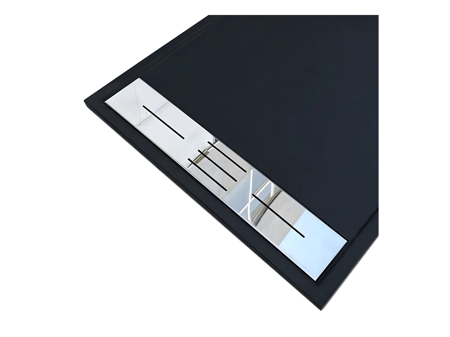 Receveur de douche 90 x 160 cm extra plat LUCIA en SoliCast® surface ardoisée noir