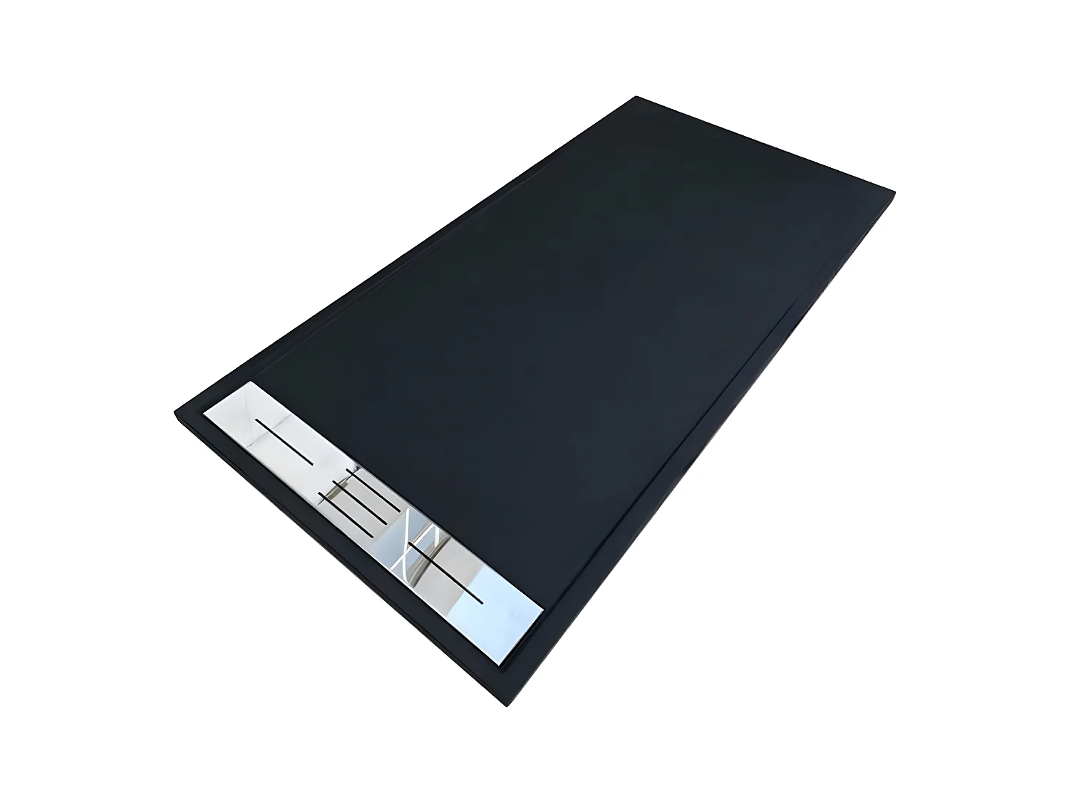 Receveur de douche 90 x 160 cm extra plat LUCIA en SoliCast® surface ardoisée noir