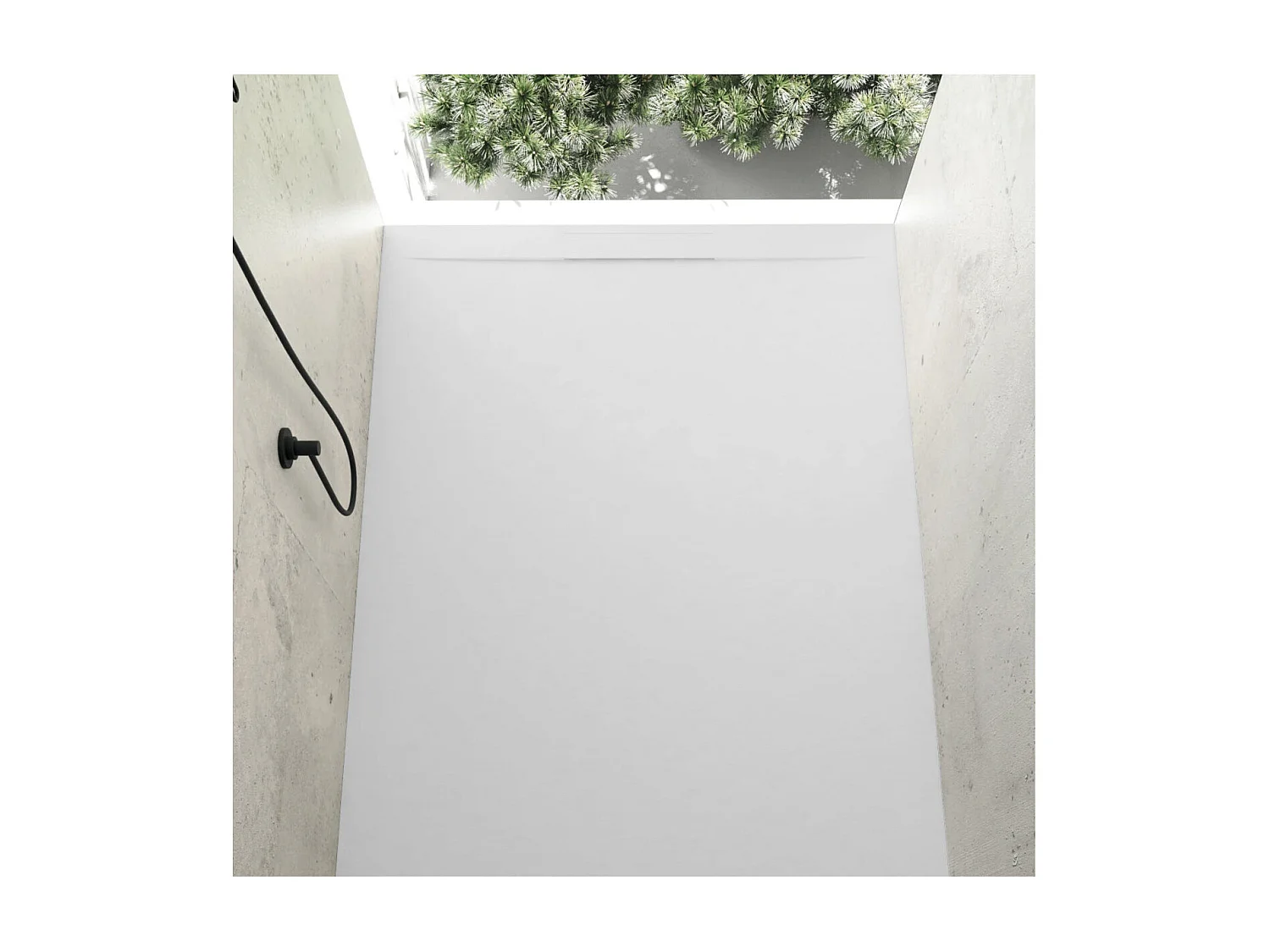 Piatto doccia ultrasottile 80 x 150 cm COSME in resina finitura ardesia bianco